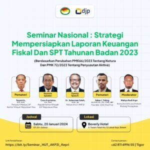 Read more about the article Seminar Nasional: Strategi Mempersiapkan Laporan Keuangan Fiskal dan SPT Tahunan Badan 2023